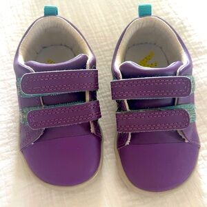 Ten Little Purple Vegan Leather Velcro Shoes